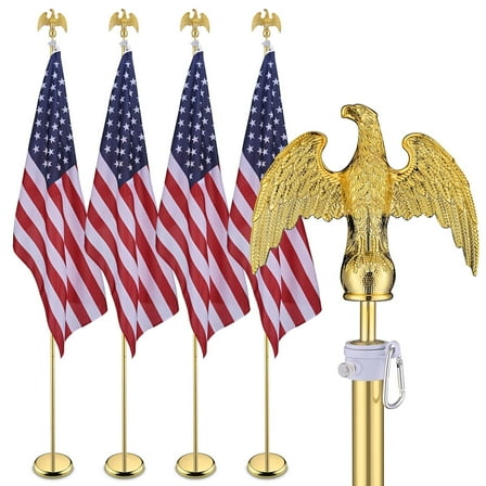 Yescom 4 Pack 8 Ft Sectional Indoor Flagpole Kit Aluminum Eagle Finial US Flag