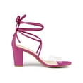 thumbnail image 3 of BLISSFUL STEP Women's Clear Strap Block Heel Lace up Heels Sandals Hot Pink (Size 8.5), 3 of 7