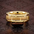 thumbnail image 4 of GHSDFBB Tungsten Ring for Men Wedding Band Gold Brick Pattern Brushed Beveled Edge Size 6-16, 4 of 6
