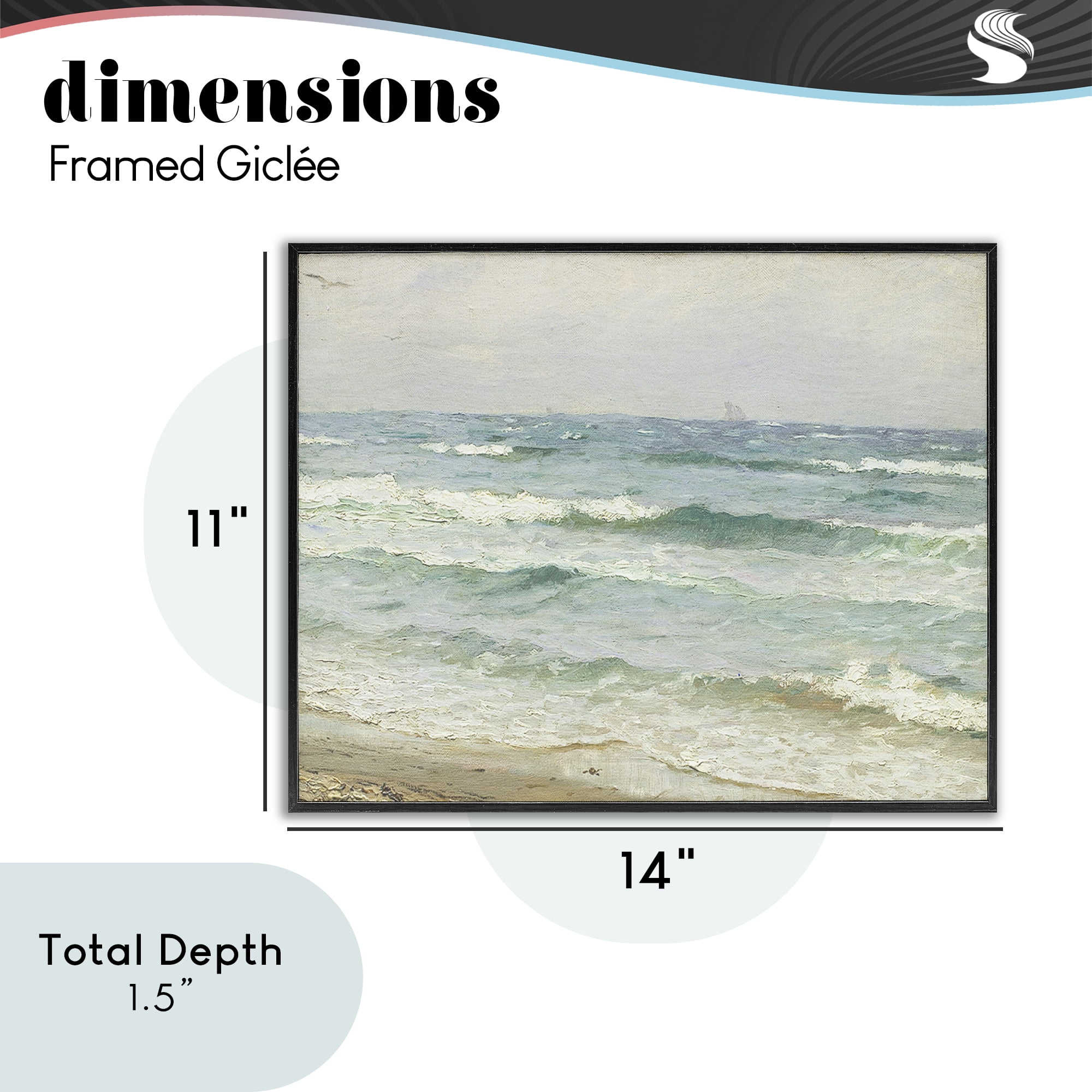 Stupell Industries Vintage Waves on The Shore Black Framed Giclee Art, design by Leah Straatsma