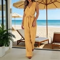 thumbnail image 2 of Miluxas Summer Jumpsuits for Women Dressy Casual Sleeveless One Piece Outfits High Waisted Wide Leg Pant Long Rompers Yellow XL(XL), 2 of 9