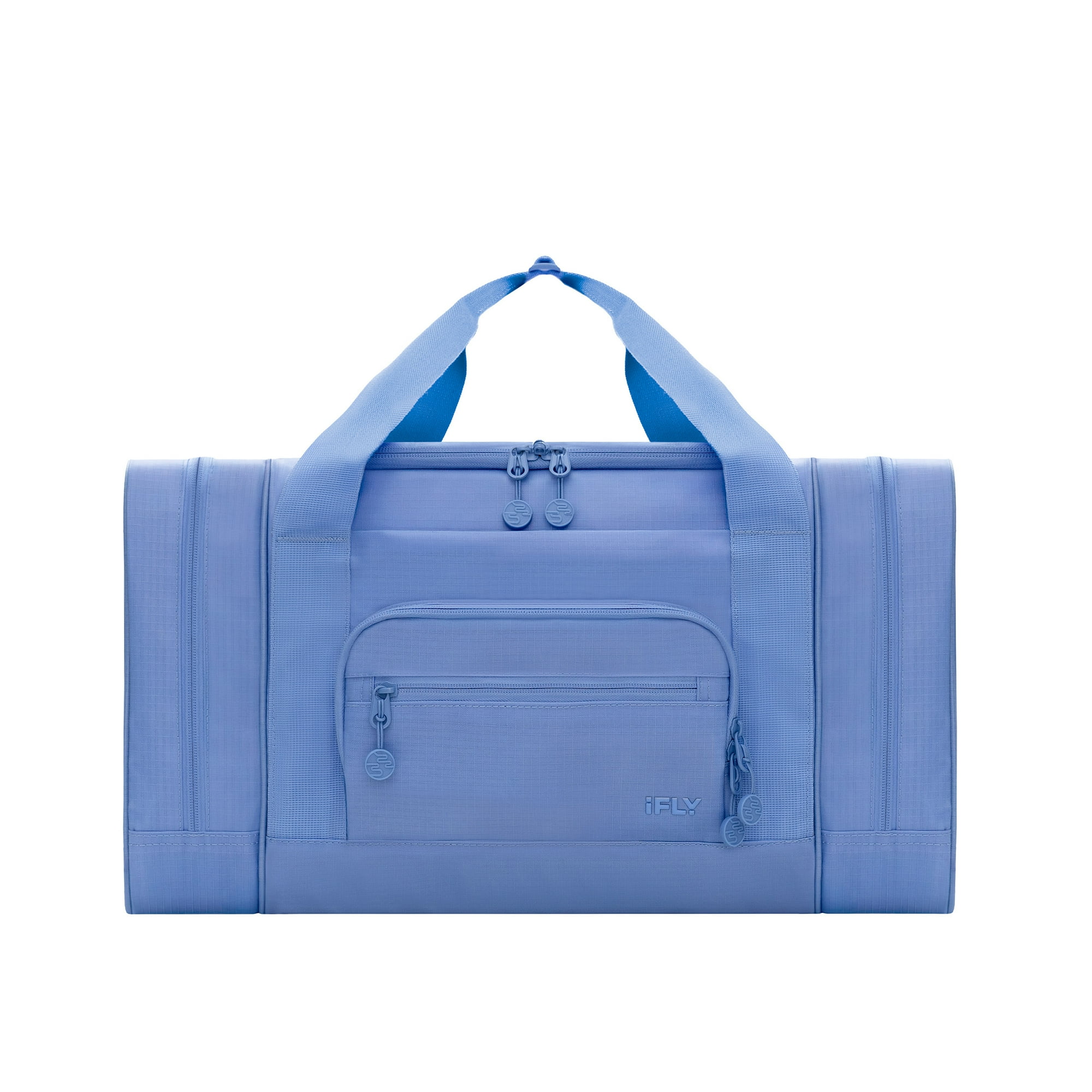 iFLY 20” Water-Resistant Travel Duffel Bag with Backpack Straps, Multi-Pocket Design, Frost Blue