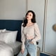 thumbnail image 4 of Camisa de mujer Vintage Cuello cuadrado Blusa de manga larga Estampado floral Top corto, Blanco sidaley AP001259-03B, 4 of 7