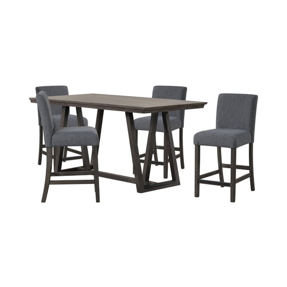 New Classic Furniture High Line 5-piece Wood Counter Table Set in Gray