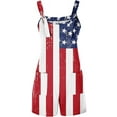 thumbnail image 4 of 4th of July Romper For Women Sleeveless American Flag Overall Shorts With Pockets, 4 of 8