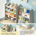 thumbnail image 3 of Kids Toy Storage Organizer - Toy Organizer with Kids Bookshelf, Toy Storage with 12 Toy  Multi-color Bins and 4 Book Shelves, Toy Organizers and Storage for Playroom, Nursery, Kids Room, Grey, 3 of 5