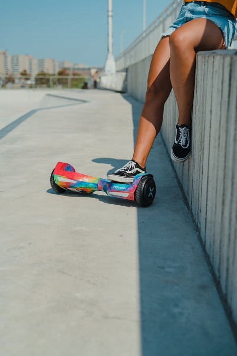 Hover-1 Rebel Hoverboard for Teens, LED Headlights, 6 mph Max Speed, Rainbow Tie-Dye