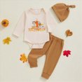 thumbnail image 2 of TOWED22 Newborn Baby Boys Girls 1st Halloween Outfit Long Sleeve Romper Pants Hat Set 3Pcs Fall Clothes,0 M, 2 of 8