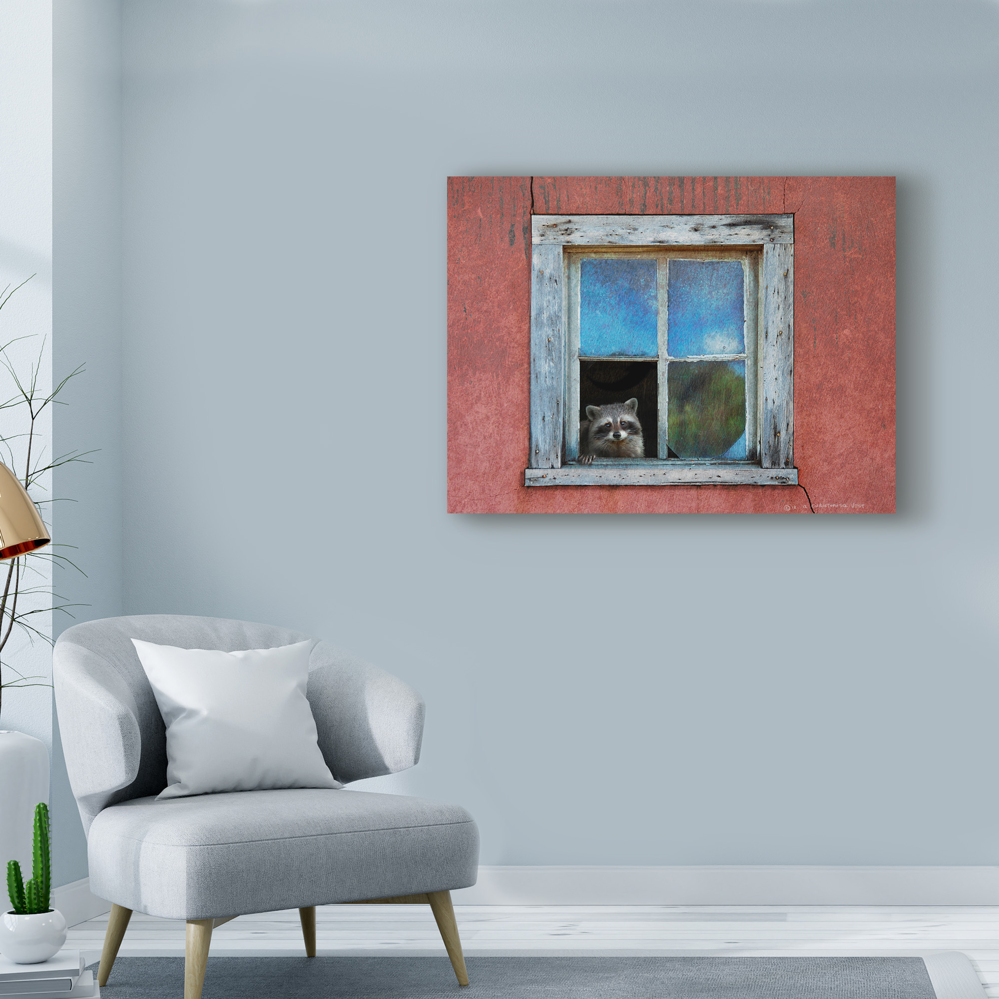 Trademark Fine Art 'Raccoon Window' Canvas Art by Chris Vest