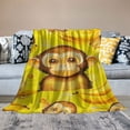 thumbnail image 2 of SHERONV   Cute Monkey Throw Blanket,Cartoon Banana Stars Print Fleece Blanket,Tropical Wild Animals Fruit Blankets for Kids Girls Boys Teens Room Decor,Yellow Sherpa Blanket,for Chair/Sofa,  40x50in, 2 of 6
