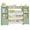 thumbnail image 3 of Homfa Kids Toy Organization Cube Bookcase with 8 Bin, 2 Door Toy Storage Organizer Bookshelf for Children Room Playroom, Green, 3 of 6