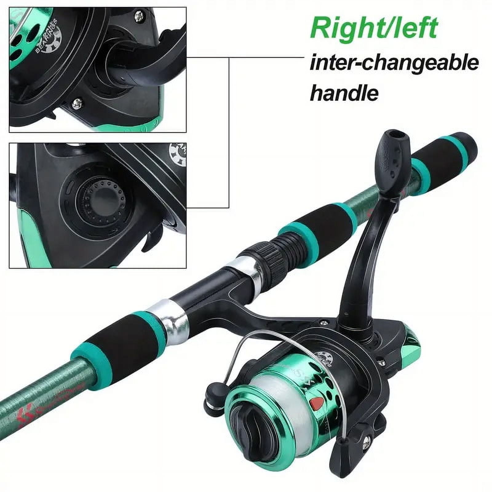 HAN.1 Telescopic Fishing Rod and Spinning Reel Set, Full Fishing Kit with Baits Hooks Accessories, Portable Travel Fishing Pole Combo for Freshwater Saltwater
