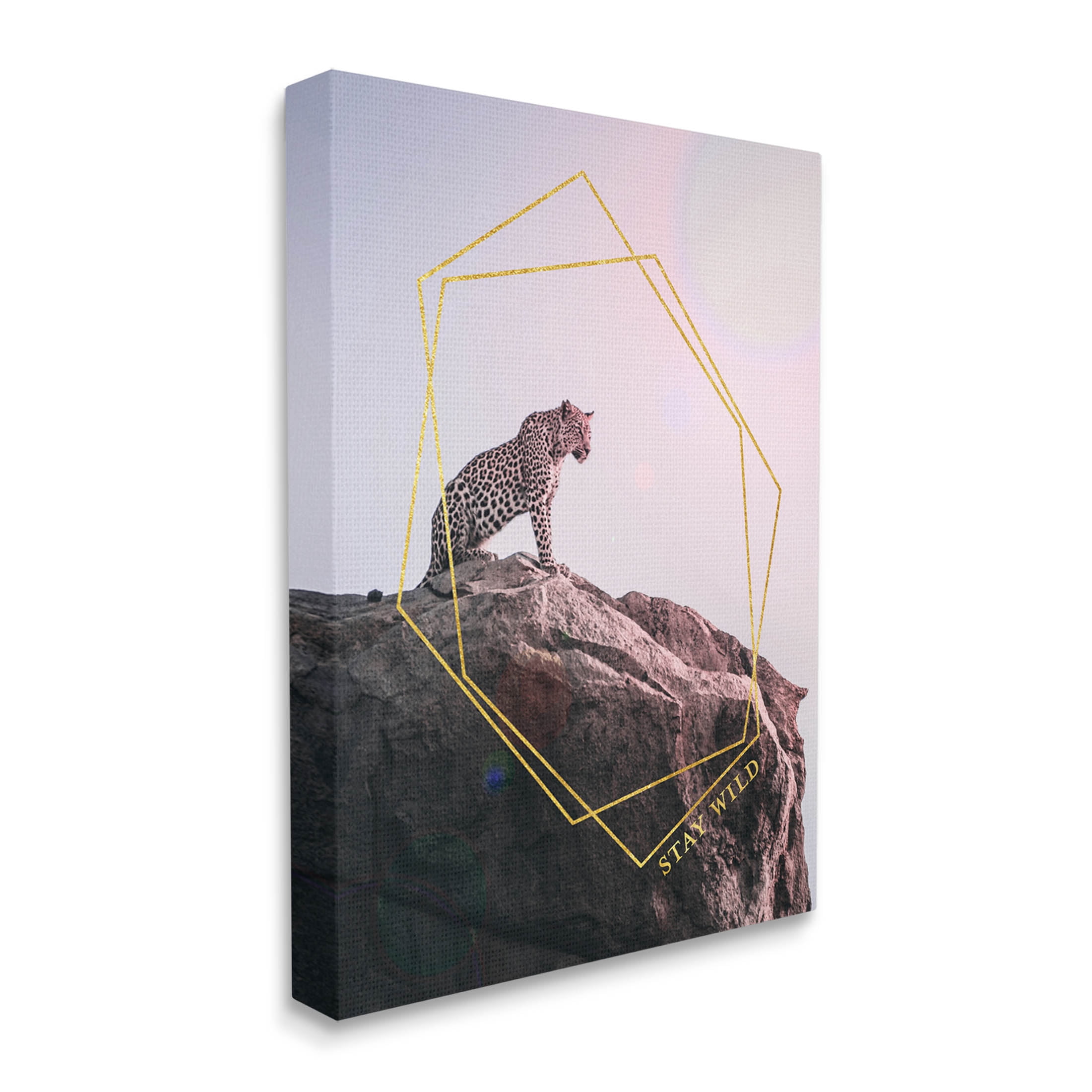 Stupell Industries Stay Wild Glam Leopard Graphic Art Gallery Wrapped Canvas Print Wall Art, Design by K. Kaufman