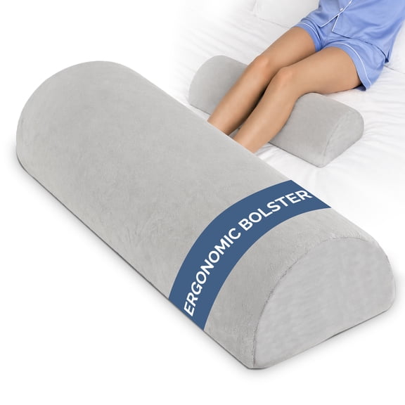 LAFAYTTE Knee Pillow, Half Moon Bolster Pillow, Comfortable Pure Memory Foam, for Waist, Legs, Knees, Neck, Back, Machine Washable Cover, Grey