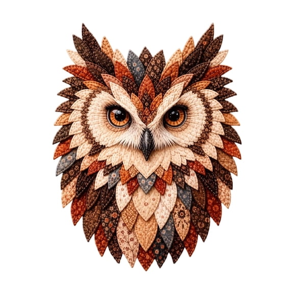 Layered Fabric Owl Wall Art DIY Kit, 3D Textured Fabric Art Kit with Feathers, Relaxing Craft for Craft Lovers, Living Room & Craft Room Decor