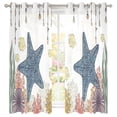 Boho Floral Starfish Sheer Curtains 39 Inch Long 2 Panels, Coastal ...