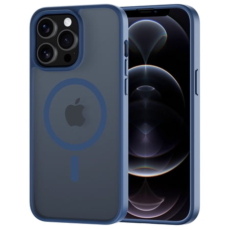 for iPhone 12 Pro Max Case Compatible with MagSafe, Translucent Matte Shockproof Phone Case Cover - Blue