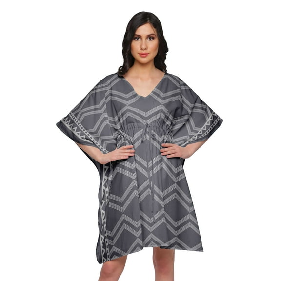 Moomaya Printed Women Kaftan Cover Up Beachwear Short Caftan Cover Up Dress
