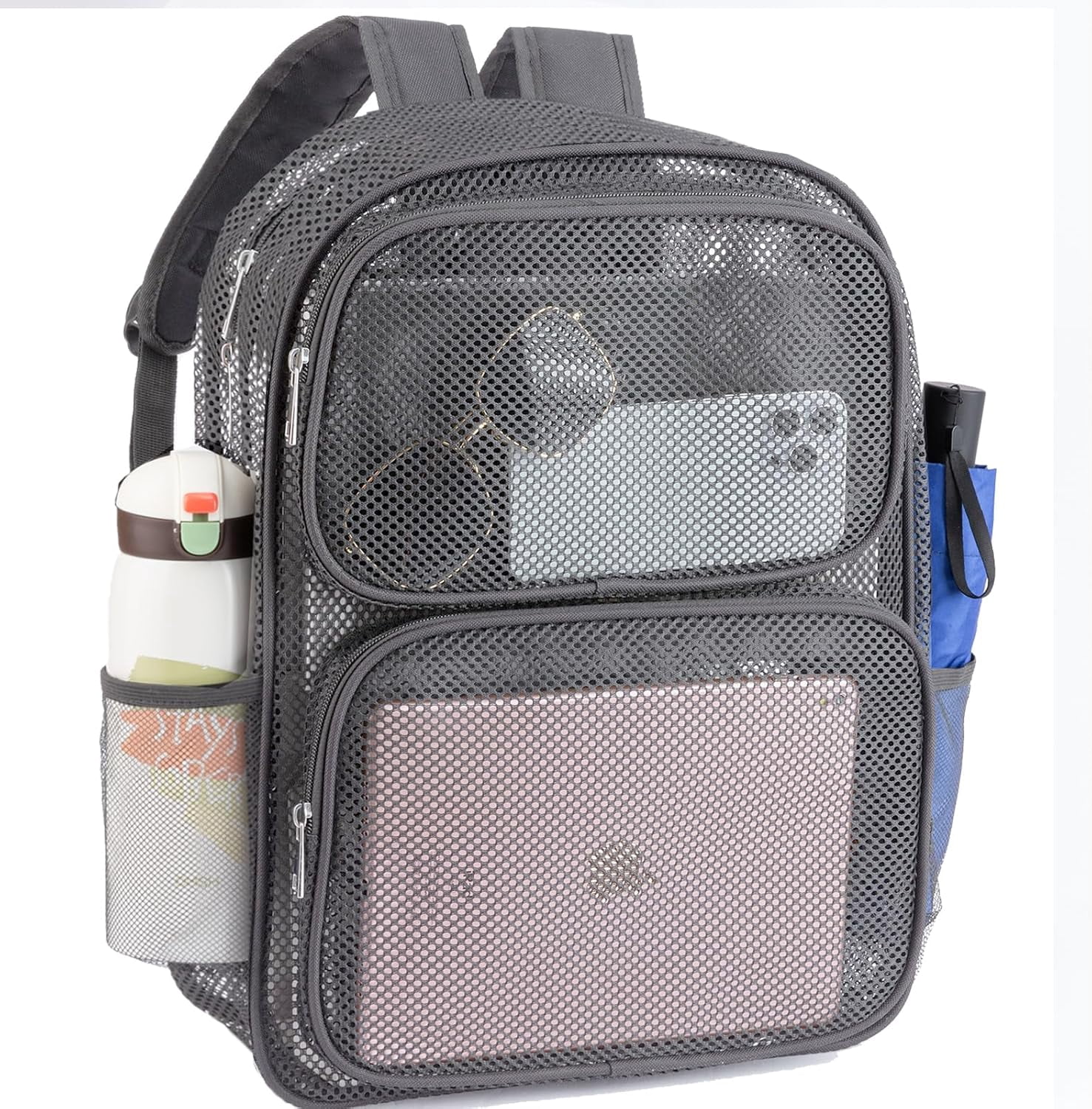 BTEPSGA Mesh Backpack for School Heavy Duty Mesh Book bag Mesh See Through Backpack for School Beach