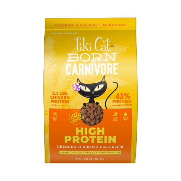 Tiki Cat Born Carnivore High Protein Dry Cat Food, Deboned Chicken & Egg, 2.8 lbs. Bag