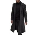 thumbnail image 2 of YYDGH Men's Trench Coat Wool Blend Slim Fit Top Coat Single Breasted Business Overcoat Fall Thermal Long Sleeve Tops Black 3XL, 2 of 8