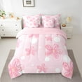 thumbnail image 3 of Feelyou Girly Pink Flower Twin Bedding Sets 7-Piece for Kids, Dreamy Blossoms Floral Bedding Comforter Set, Fashion Cartoon Polkadot Reversible Sheet Sets, Super Cozy Room Decor, 3 of 9