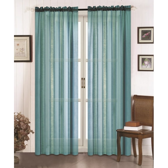 All American Collection New 2pc High Quality Doli Sheer Curtain 60"x84" (Turquoise)