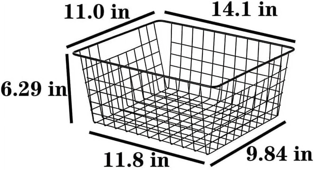 Wire Storage Baskets,  1 Pcs Wire Baskets for Storage Pantry, Black Wire Basket,Wire Baskets For Organizing, Countertop, Closet, Bedroom, Bathroom, Make Life Tidier Metal Basket,Large