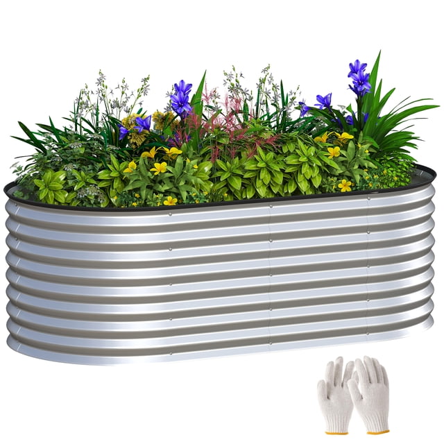 Outsunny 5 x 2.5 x 2 ft Galvanized Raised Garden Bed, Easy DIY, Silver