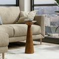 thumbnail image 3 of COZAYH Farmhouse Tall Pedestal End Table Small Solid Wood Plant Stand Modern Round Drink Table for Small Space Living Room, Walnut, 3 of 7