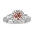 thumbnail image 2 of 1.50 Carat Round cut Morganite and Diamond Halo Engagement Ring in 14k White Gold affordable morganite & diamond engagement ring, 2 of 3
