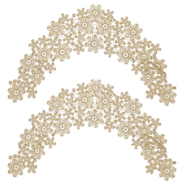 2 Pcs Col en Dentelle Brodé Applique Florale Patchs Décor Col en Dentelle