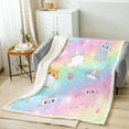 thumbnail image 2 of Rainbow Cat 30"X40" Throw Blanket Bed, Cute Cats Fleece Blanket Women Pastel Gradient Glitter Stars Cat Sherpa Blanket Cartoon Animal Kitten Paw Fuzzy Blanket Colorful, 2 of 6