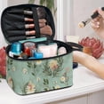 thumbnail image 5 of HELLHERO Mint Green Daisy Pattern Travel Cosmetic Case Organizer Travel Cosmetic Organizer with Brush Slots Handheld Carry-on Travel Essentials for Men Women, 5 of 6