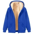 thumbnail image 4 of idosla Zip Up Hoodie Women Fleece Sherpa Lined Jacket Fall Winter Coat Casual Trendy Clothing (Navy, M), 4 of 5