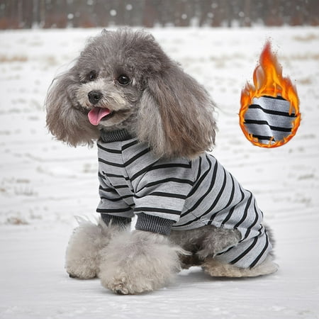 Pet Clothes - Warm Pajamas for Soft Comfort Fit with Striped Colorblocking Design Easy Care for Small to Large 25 cm Grey