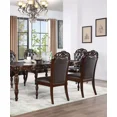 thumbnail image 6 of Espresso Leatherette Tufted Back 2pc Dining Chairs Brown Cherry Faux Wood Carved Kitchen Dining, 6 of 6