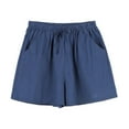 thumbnail image 3 of Sngxgn Womens Lightweight Shorts Casual Baggy Trendy Short Pants Elastic Waist Drawstring Comfy Shorts(Navy,XL), 3 of 4