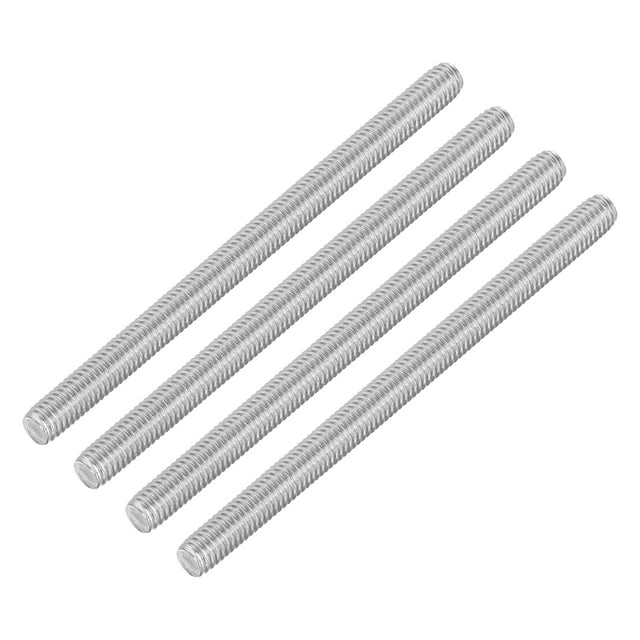 Unique Bargains 4Pack M6 x 90mm 1mm Pitch 304 Stainless Steel Fully Threaded Rod Bar Studs