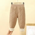 thumbnail image 5 of Loopsun Kids Fall Winter Long Pants, Toddler Quilted Pants, Boys and Girls Fleece Thickened School Uniform Inner Wear Warm Leggings Long Pants Khaki, 15-16Years, 5 of 5