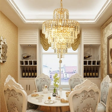 ANQIDI 15.75" Modern Flush Mounted LED Chandelier Elegant Crystal Ceiling Light for Restaurant Bedroom Living Room 40W