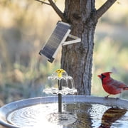 JelyHT 6W Solar Bird Bath Fountain 3-Tier Waterfall Pump with LED Lights Battery Backup for Patio Yard Garden Pond