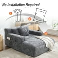 thumbnail image 5 of Homefun 61"Chenille Oversized Chaise Lounge Chair Indoor No Assembly Required Sofa Bed with side bag 3 Pillows, 5 of 8