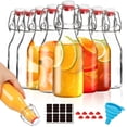 thumbnail image 1 of Juego de 8 Botella (250ml/8oz) de Vidrio Transparente con Tap&oacute;n Abatible y Botellas de Vidrio para Elaboraci&oacute;n Casera, Cerveza, Kombucha, Kefir, Extracto de Vainilla, 1 of 7