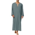 thumbnail image 1 of INSPIRAR CHIC Pijamas para Hombre de Algodón Ropa de Dormir con Cuello en V y Abertura Lateral, Túnica Larga con Bolsillo XL Gris Oscuro, 1 of 5