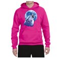 thumbnail image 2 of Wolf Howling at the Moon | Mens Animal Lover Hooded Sweatshirt Graphic Hoodie, Fuschia, Medium, 2 of 3