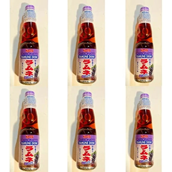 Shirakiku Grape Flavor Carbonated Ramune Dink 6.76 Fl Oz(6 Bottle)