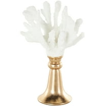 8" x 13" White Resin Textured Coral Sculpture with Round Copper Base, by DecMode