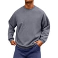 thumbnail image 2 of Delconic Men's Sweatshirts Soft Long Sleeve Crewneck Sweatshirt Midweight Fleece Sweat Shirt Breathable Pullover Sweater S-3XL Gray 3XL, 2 of 6