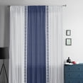 thumbnail image 5 of Blue Solid Color Texture Semi Sheer Curtains Drapes for Living Room, Bedroom, French Doors Window 108 Inches Long, Simple Blue Pattern Rod Pocket Chiffon Curtain Drapery Voile Draperies Panel, 5 of 6